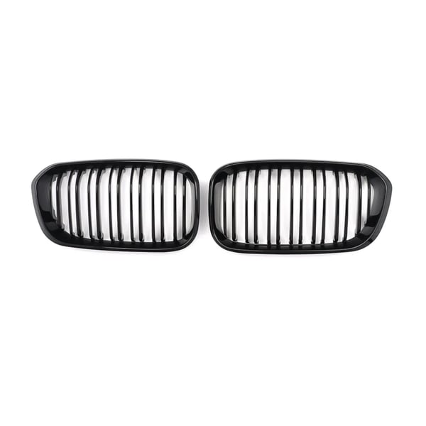 Frontbumpergrill, skinnende sort, dobbeltlinje design, holdbar ABS-plastik,Glansende Sort