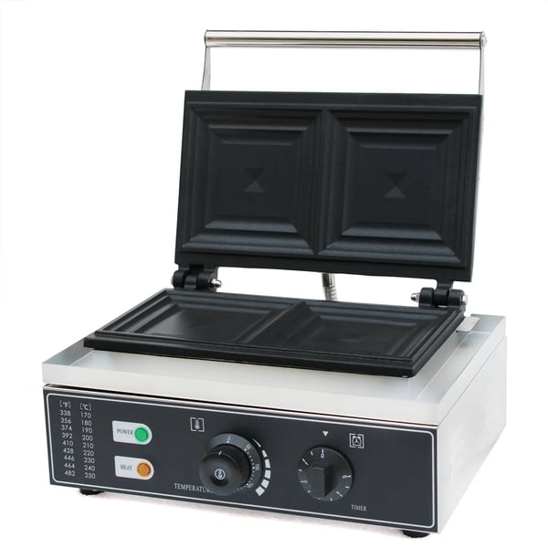 Elektrisk Sandwichmaker, Justerbar Temperatur, Non-stick Kogesurface,sort