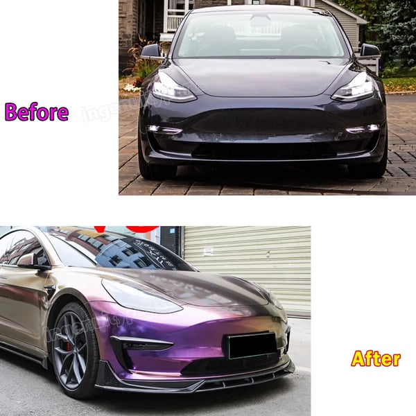 Framstötfångarlipspoiler, Anpassad passform för Tesla Model 3, Enkel installation,kolfiberutseende