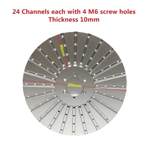 Rotary Achse, Diameter 300mm, 24 Kanal Tælling, Kanal Længde 90mm, Gap Vinkel 15 grader, Plade Tykkelse 10mm