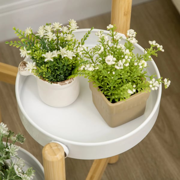 Plante Støtte, Træmateriale, Holdbart Design,Naturlig Hvid, 28X28X80 cm