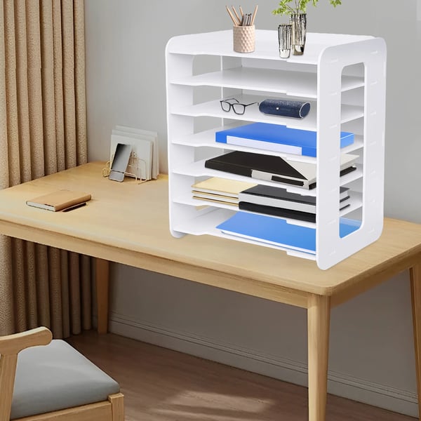 Filorganisator, PVC, 34 cm x 25 cm x 39 cm, 7 lag, lagafstand 5,5 cm, partitionstykkelse 0,5 cm