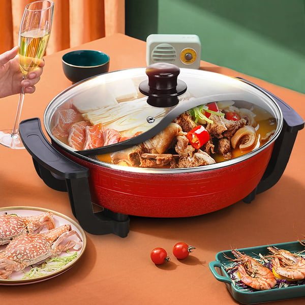 Hot Pot, 30,5 cm Diameter, 1360W Effekt, Non-Stick Belægning, Flere Temperaturindstillinger, Holdbar Aluminium Konstruktion