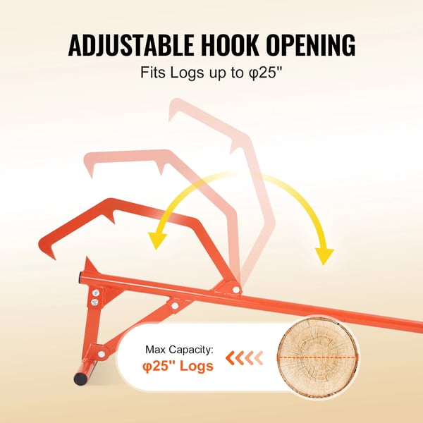 Timberjack Log Roller, Heavy Duty Stål, Justerbar Krog, 25 Tommer Maksimal Stammediameter