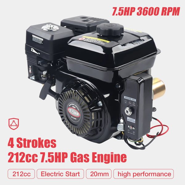 Gasmotor, elektrisk start, 7,5 hk prestanda,svart