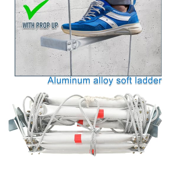 Nødsituation brandstige, 5m længde, 200kg belastningskapacitet, 2,35kg vægt, aluminiumlegering, kompakt design