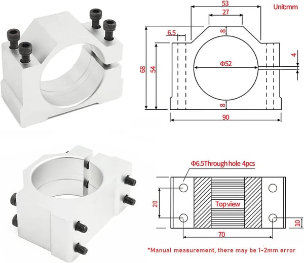 Luftkyld spindelmotor, 500W effekt, 2000-12000 RPM hastighet, ER11 chuck