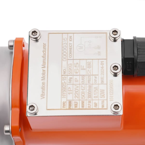 Vibrationsmotor, børsteløs højhastighed, 50W effekt, hastighedsområde 1000-3000 RPM, IP65 beskyttelse, klasse F isolering