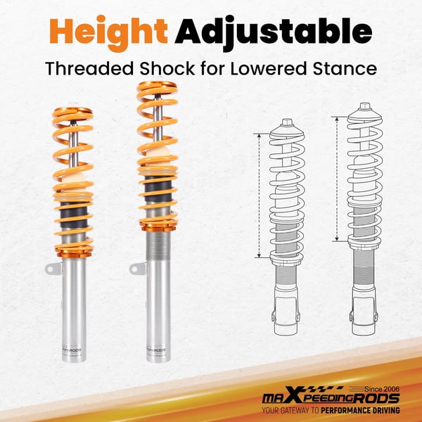 Coilover affjedringskit, justerbar højde, længde 56 cm, bredde 65 cm, kompatibilitet for E90 E91 E92 E93, højstyrke præstationsfjedre