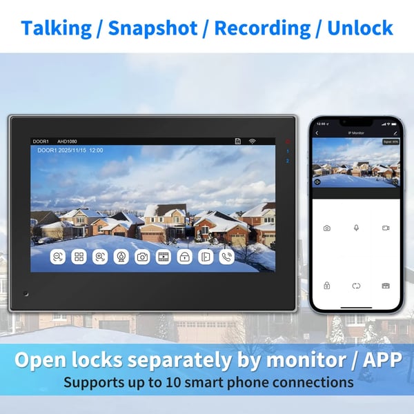 Video Dørklokke Intercom, 1080P Opløsning, WiFi Forbindelse,703HB-302