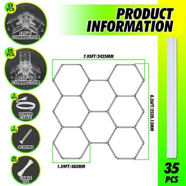 Workshop Lys, Energi Effektiv, Høj Lumen Udgivelse,8-hex kit