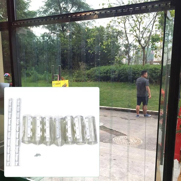 Stripsgardin, PVC-materiale, 2 mm tykkelse, 1,05 m bredde, nem installation med remme, temperaturmodstand -5°C til 50°C