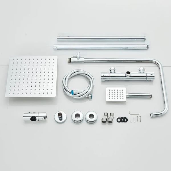 Termostatisk duschblandare, kromfinish, dubbelhandtag, Krom