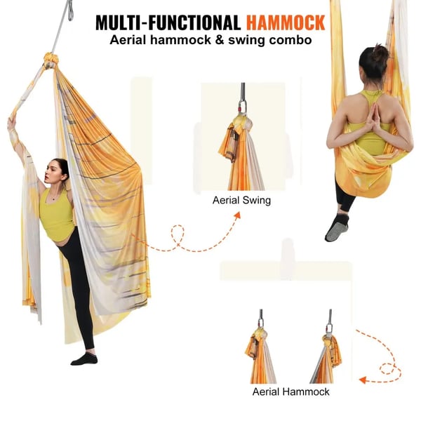 Aerial Yoga Hængekøje, Holdbart 100gsm Nylon, 2204,62 lbs Kapacitet, Alsidig Brug
