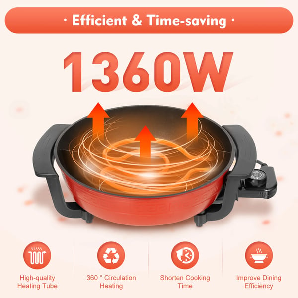 6L Husholdnings Hot Pot, 1360W Effekt, Justerbar Temperaturkontrol,6L Husstands Hot Pot