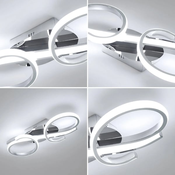 Loftlampe, 36W, Aluminium + Jern, Hvidt Lys (6500K), Energi Effektiv, Overflademonteret