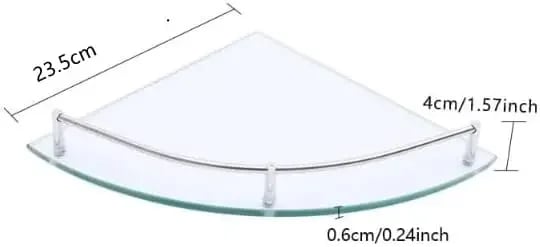 Hjørneshelf, Holdbart Glas og Rustfrit Stål, Pladsbesparende Design,Klar