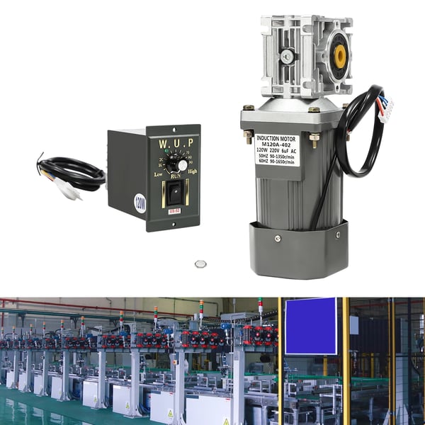 Worm Gear Moottori, 120W, AC 220V, Vähennysuhde 30:1, Kuormittamaton Nopeus 60 RPM, Akselin Reikäkoko 14 mm