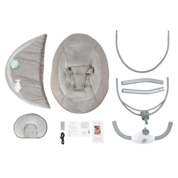 Electric Rocking Chair, Baby Swing, Remote Control, Adjustable Music,GRÅ