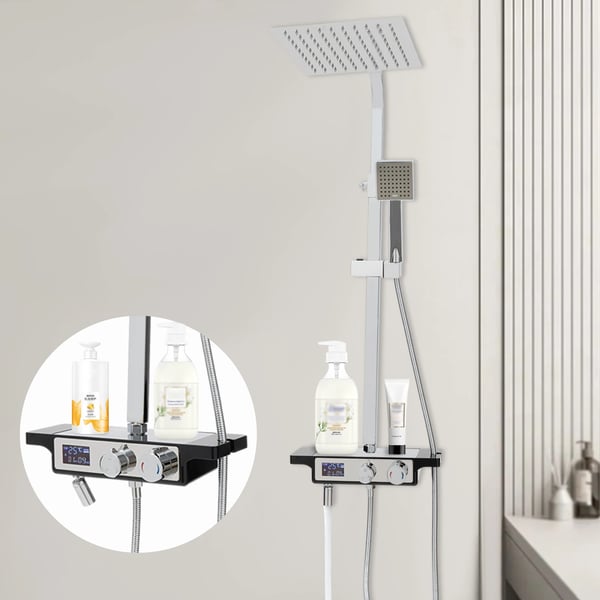 Duschset, Luftboostteknik, Väggmonterad design,Ljusgrå