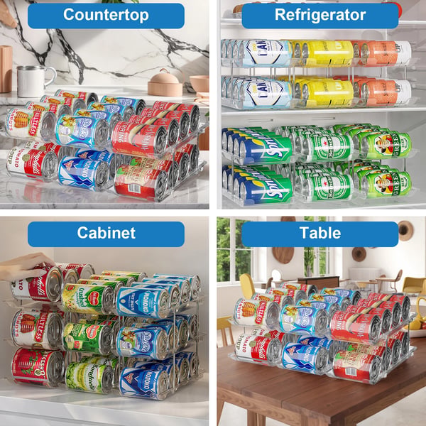 Kan opbevaringsreol, automatisk glidende design, pladsbesparende organizer,Klar, 3-niveau