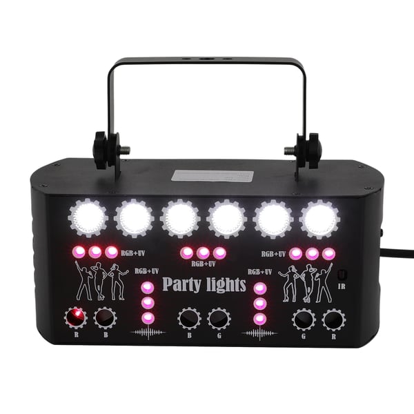 DJ Disco Lys, Multi-Farvet LED, Fjernbetjening & Stemmestyring,EU stik, sort