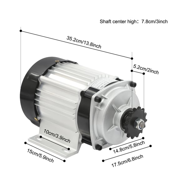 Elektrisk børsteløs motor kit, 48V, 1000W, 3-trins transmission, 3,35 N·m moment, kompatibilitet med elcykler og el-trehjulere