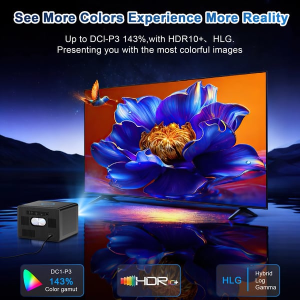 Projektor, 3500 ANSI Lumen, 1080P Full HD,EU Stik, X04 med TV Stick