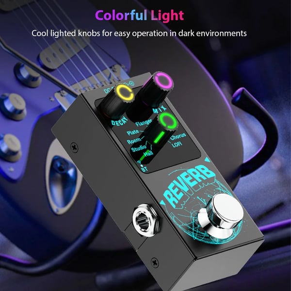 Guitar Effekter Pedal, 9 Reverb Effekter, True Bypass Teknologi,Blå
