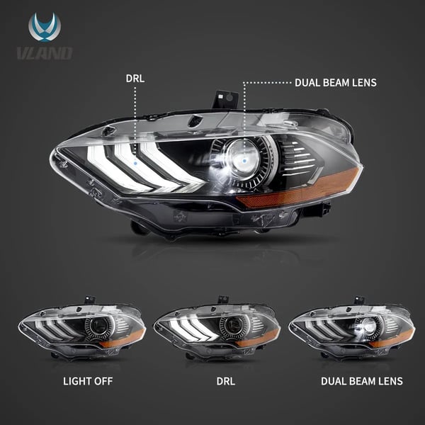 Forlygtesamling, LED Dual Beam Projektor, Vandtæt Design,Amber