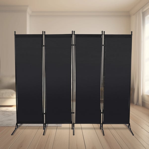 Foldbar skærmvæg, 200 cm x 170 cm, lavet af jern og oxfordstof, 360° foldbar, nem at samle, velegnet til kontorer og soveværelser