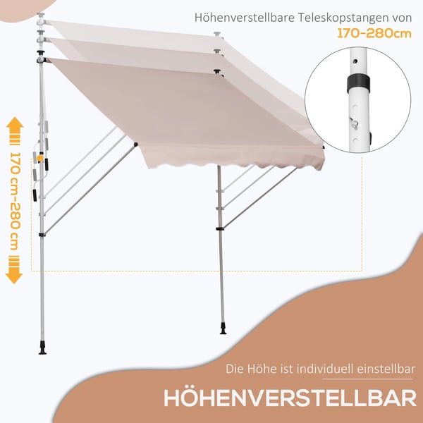 Foldbar Markise, Justerbar Højde, Holdbart Stof,Flødehvid