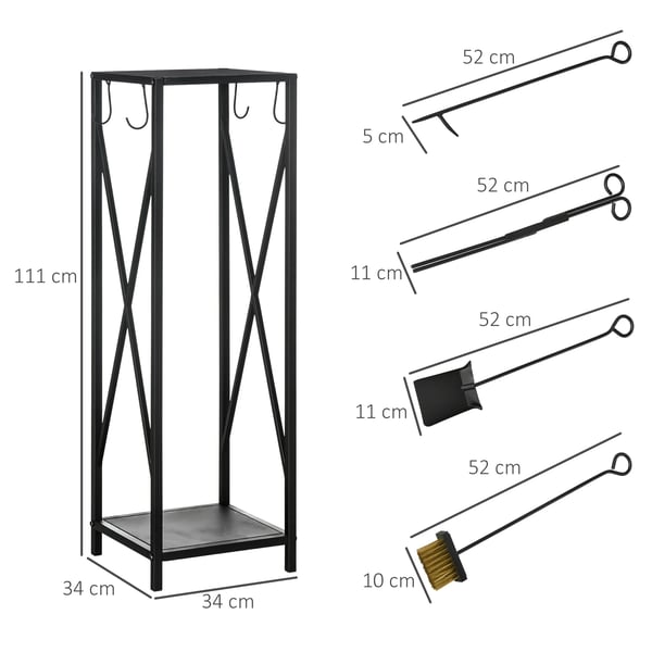 Brændeholder, Kvalitetsmetal, Højde 90 cm, Bredde 40 cm, Dybde 30 cm, Understøtter op til 50 kg
