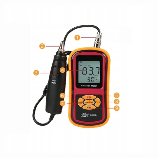 Vibrationsmätare, Digital Display, Kompakt Design, Röd
