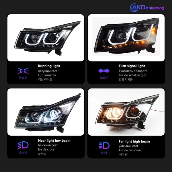 Chevrolet Cruze LED-forlygtesamling, høj kvalitet 12V, energieffektiv design,inkluder LED-sæt