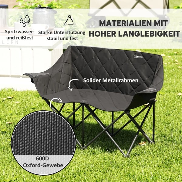 Foldestol, Vandafvisende Oxford-stof, Samlede dimensioner 145L x 60B x 92H cm, Foldede dimensioner 95L x 24B x 24H cm, Belastningskapacitet 250 kg