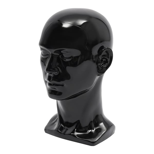 Mannequin Hoved, Holdbar PVC Plast, Stabil Base,sort
