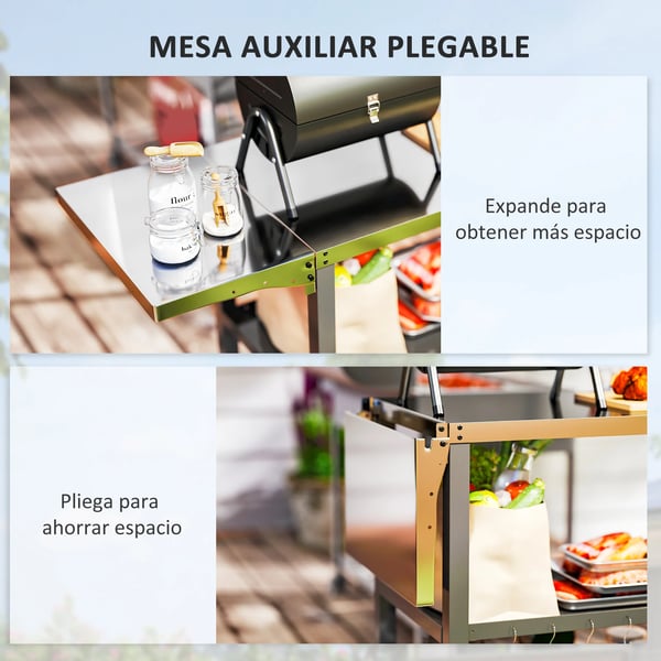 Grillvogn, 3-niveau design, egnet til 3-5 personer,sort