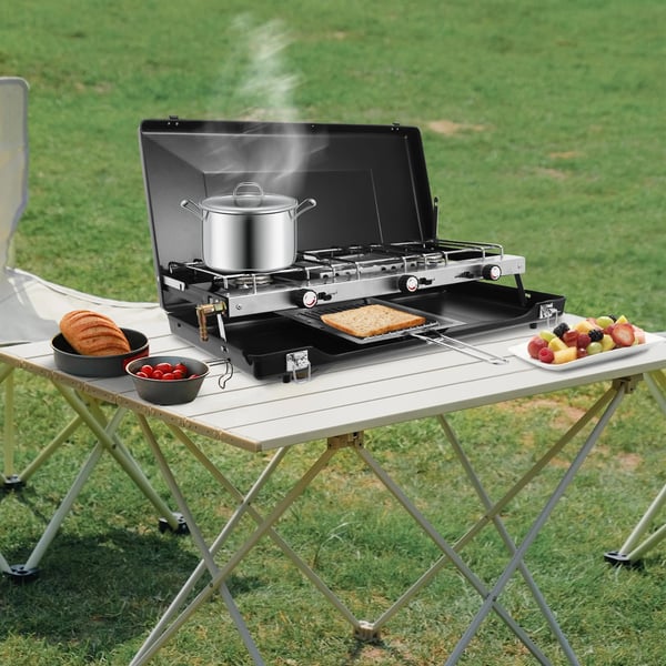 Gas Campingkomfur, Effektiv Madlavning, Bærbart Design,sort