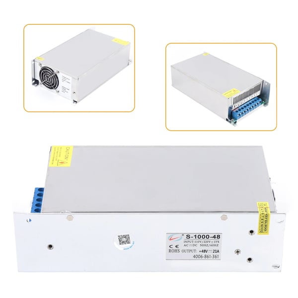 Strømforsyningsdriver, AC 220V, DC 48V, 1000W, 20A, IP63