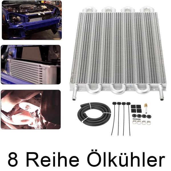 Transmission Oil Cooler, Aluminiumlegering, Størrelse 254 x 300 x 20 mm, Silikoneslange 8,5 x 1500 mm, Universel Kompatibilitet, Fuld Installationssæt