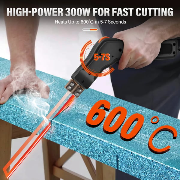 Hot Knife Skumskærer, 300W Effekt, 0-600℃ Temperaturinterval,sort