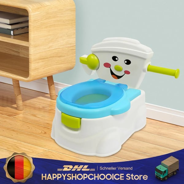 Trænings Toilet, Materiale PP, Dimensioner 36 * 42 * 30cm, Vægt 1.3kg, Farvemuligheder Blå/Grå, Aldersgruppe Babyer