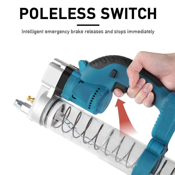 Elektrisk fedtpistol, 10000 PSI, 960 W effekt, børsteløs motor, 50 cm slange, vibrationsniveau ≤ 2,5 m/s²