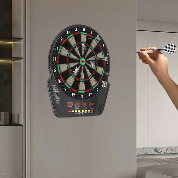 Elektronisk Dartskive, Dimensioner 44 cm x 50,5 cm, 6 Dartpile Inkluderet, 27 Spiltilstande, Vægmonteret, Stemmevejledninger på Engelsk