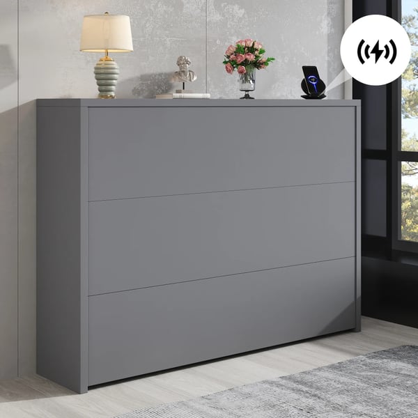 Foldbart Skrivebord, Trådløs Oplader, Anti-Tilt Design,Grå