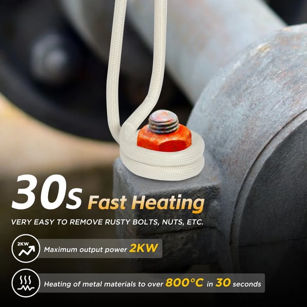 Induktionsvarmer, 1500W effekt, 800℃ maksimal temperatur, stål konstruktion, kompatibel med møtrikker og bolte, letvægtsdesign