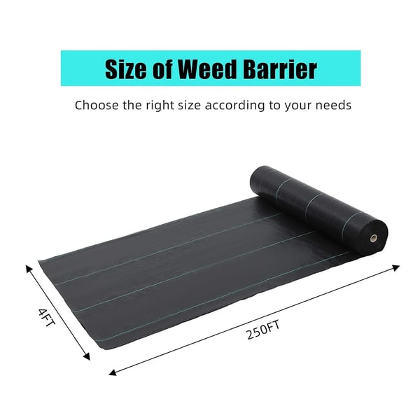 Ukulele Barriere Landskabsstof, 4ft x 250ft, Heavy Duty Holdbarhed,4ft x 250ft - Sort