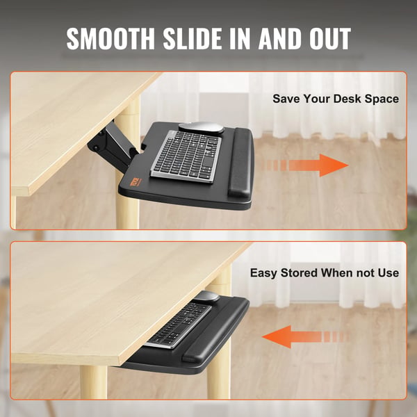 Tastaturbakke, Justerbar Højde, Ergonomisk Design,Sort