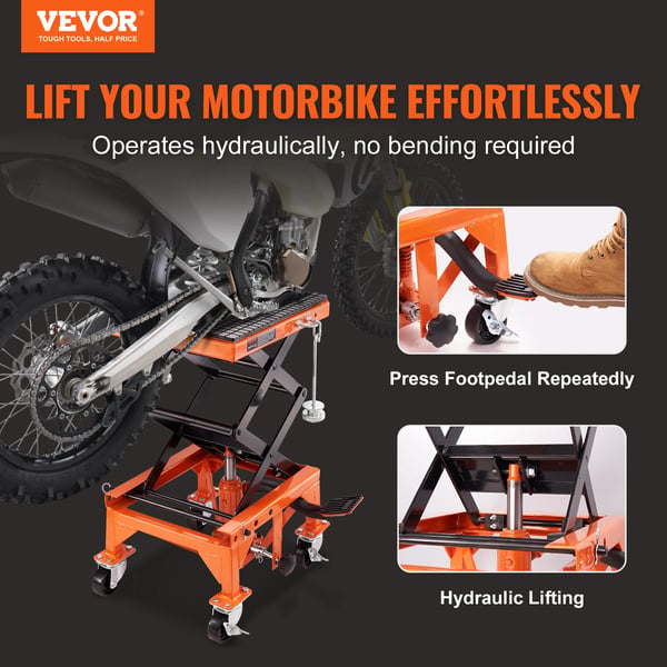 Hydraulisk motorcykellift, 350 lbs kapacitet, saksedesign,350pund